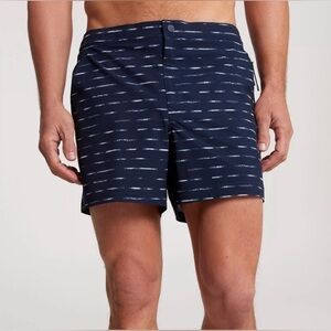VRST Men 5" Resort Print Shorts Brief Navy Sand Washed‎ Stripe Size Medium